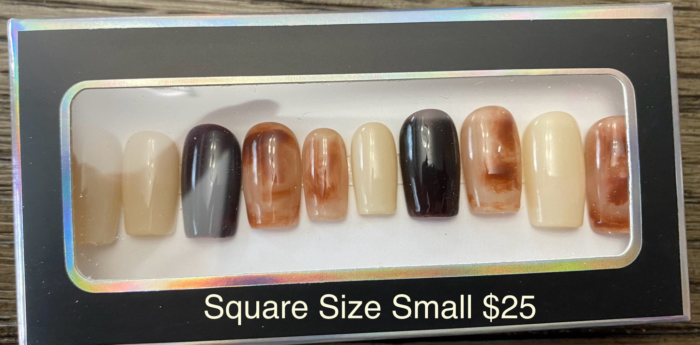 Brown/Black Marble Press on Nails RTS