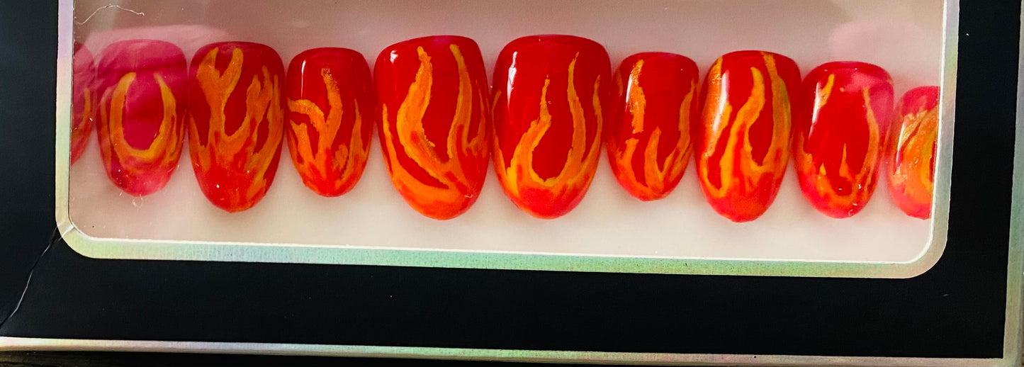 Red Flame Press on Nails RTS