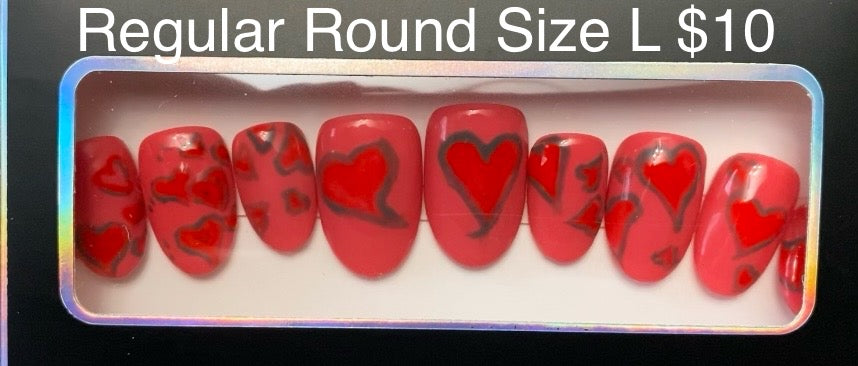 Heart Red and Pink press on nails RTS